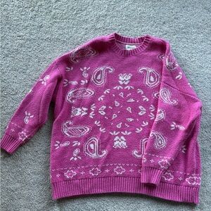 American Eagle Outfitters Pink Patterned Sweater